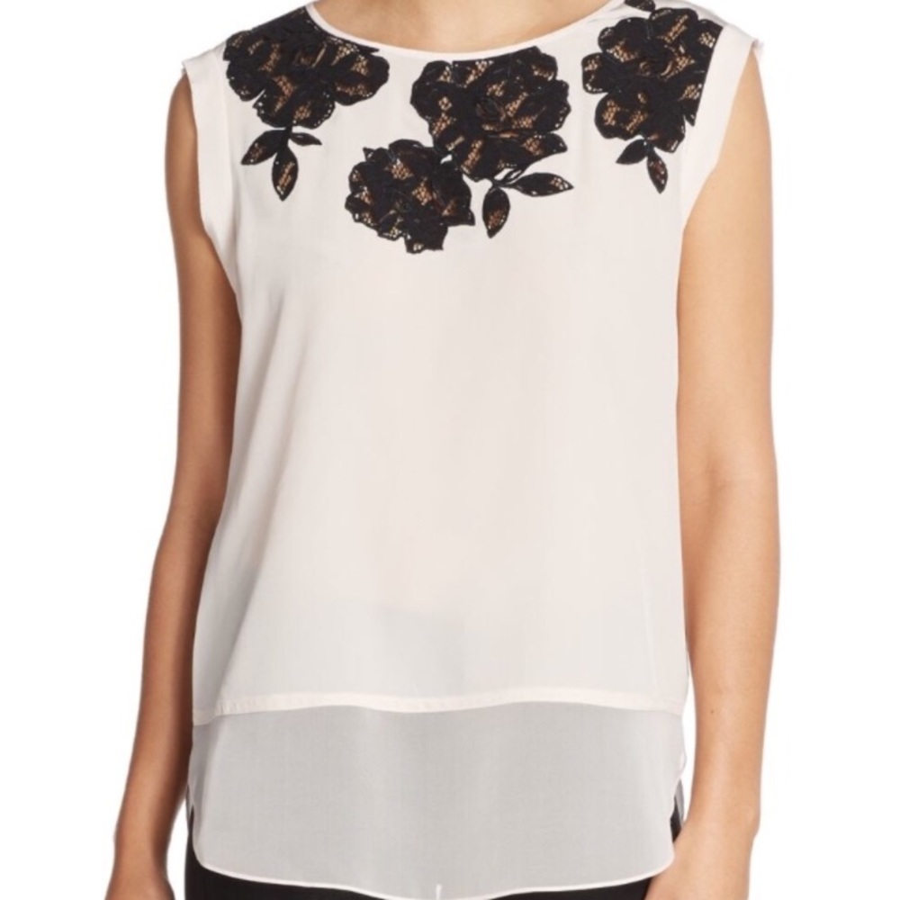 Rebecca Taylor blush Lace inset blouse EUC